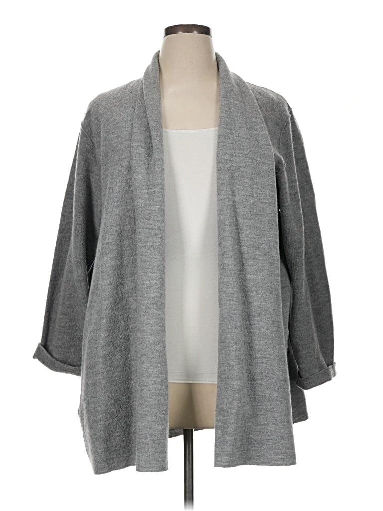 Pre-owned Eileen Fisher Wool Coat In Gray