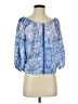 On The Road... 100% Polyurethane Blue 3/4 Sleeve Blouse Size S - photo 1