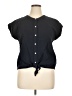 Pale Sky 100% Cotton Black Short Sleeve Blouse Size XL - photo 1