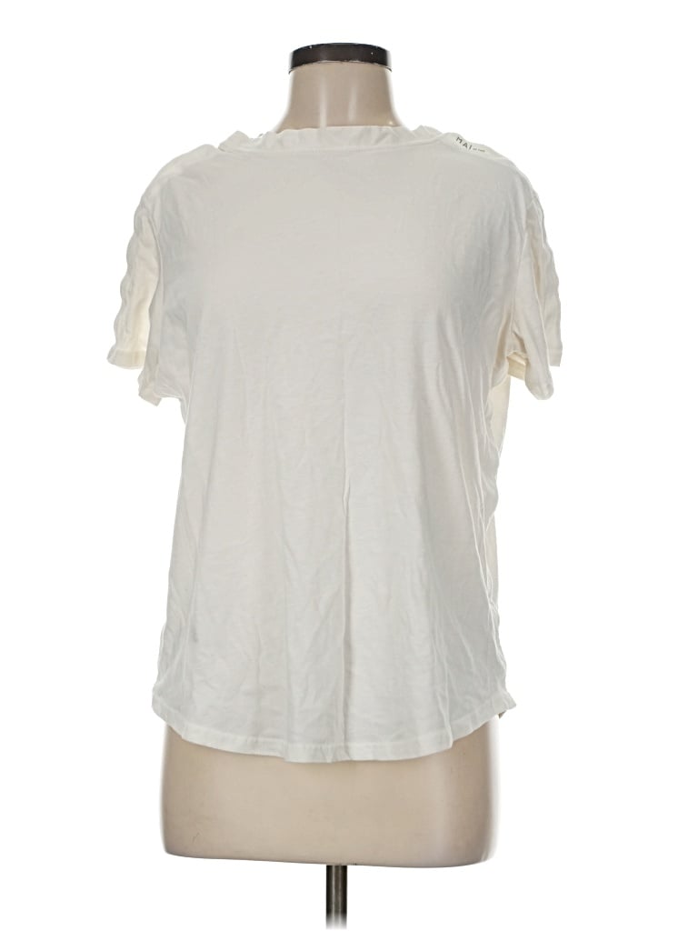 Pre-owned Mai Short Sleeve Top Ivory Mock Neckline Tops