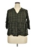 Torrid 100% Rayon Green 3/4 Sleeve Button-Down Shirt Size 2X Plus (2) - photo 1
