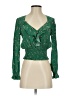 Intermix 100% Silk Green Long Sleeve Silk Top Size P (petite) - photo 1
