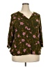 Monday Fun 100% Rayon Green 3/4 Sleeve Blouse Size 2X - photo 1