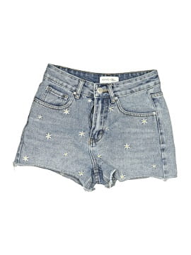 Khaki + Blue Denim Shorts