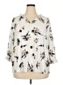 MELLODAY Floral Ivory 3/4 Sleeve Blouse Size 2X - photo 1