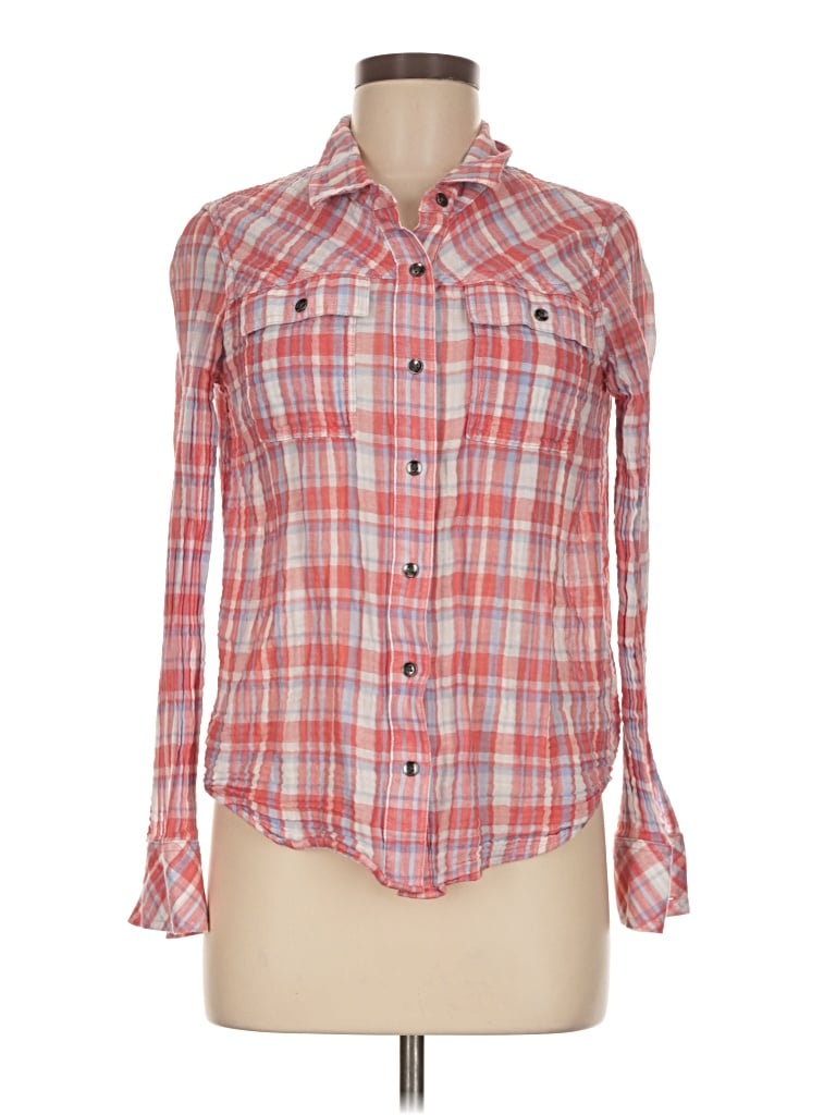 Pre-owned Splendid Long Sleeve Button Down Shirt In Red