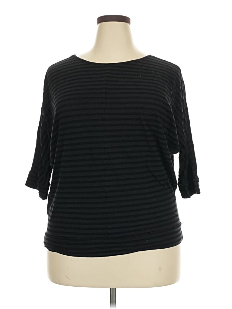 Pre-owned Lane Bryant 3/4 Sleeve T-shirt In Black