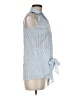 MICHAEL Michael Kors Stripes Blue Sleeveless Button-Down Shirt Size M - photo 4