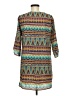 Everly 100% Polyester Print Teal Casual Dress Size M - photo 2
