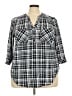 Torrid 100% Polyester Plaid Black 3/4 Sleeve Blouse Size 2X Plus (2) - photo 1