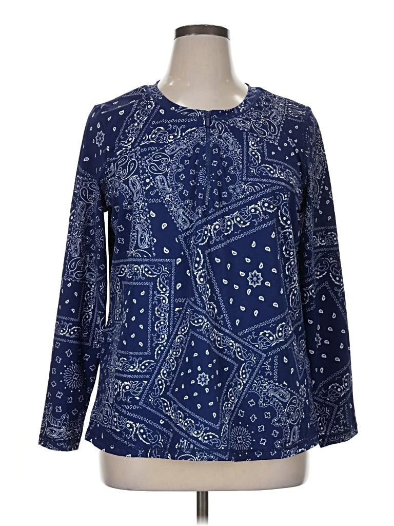 Pre-owned D&co. Long Sleeve Blouse In Blue