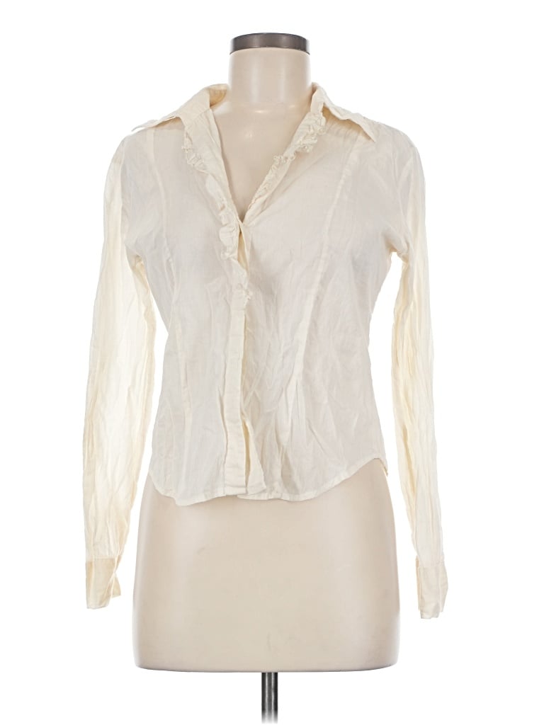 Pre-owned Passport Long Sleeve Blouse In Ivory