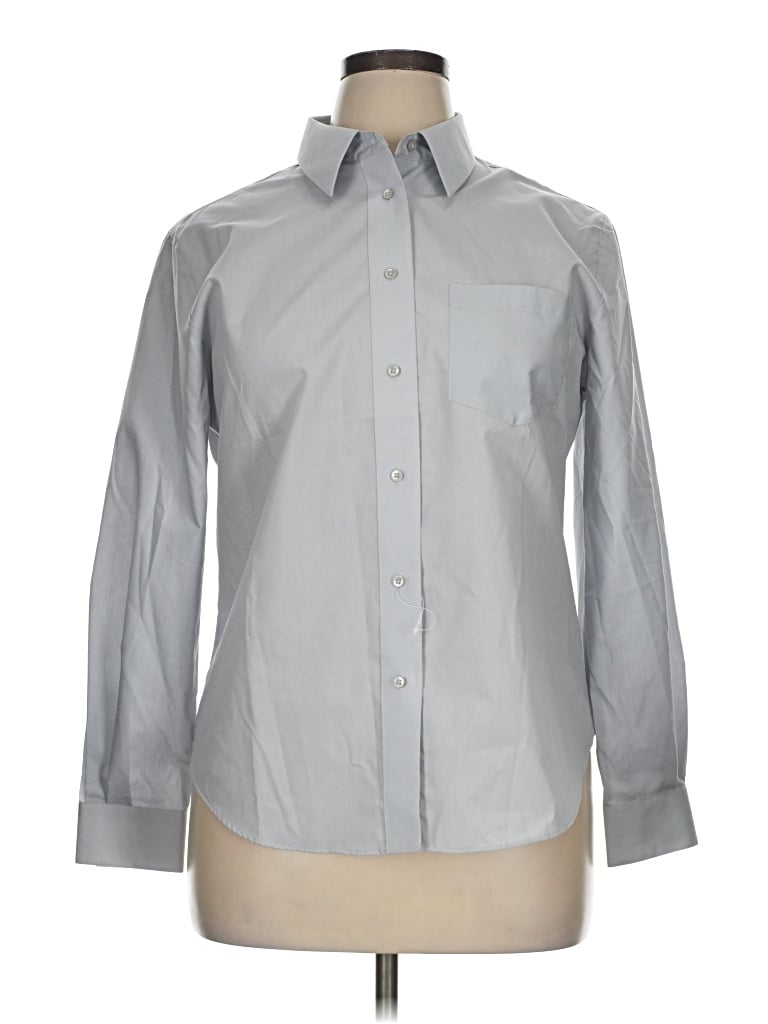 Pre-owned Foxcroft Long Sleeve Button Down Shirt In Gray