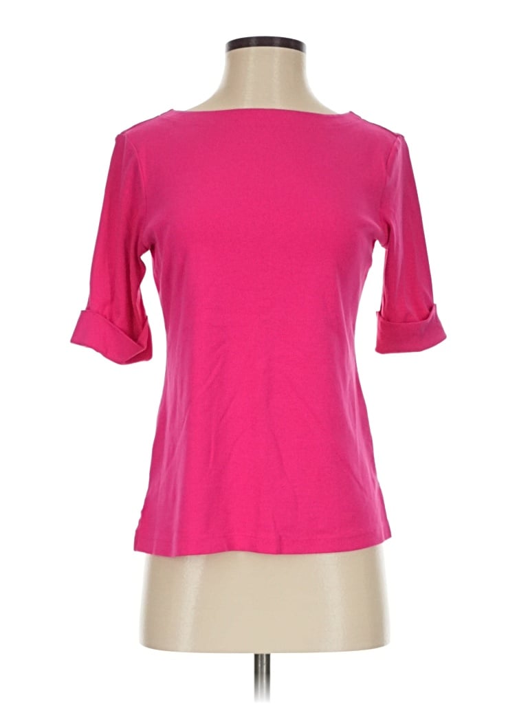 Pre-owned Karen Scott 3/4 Sleeve T-shirt In Pink
