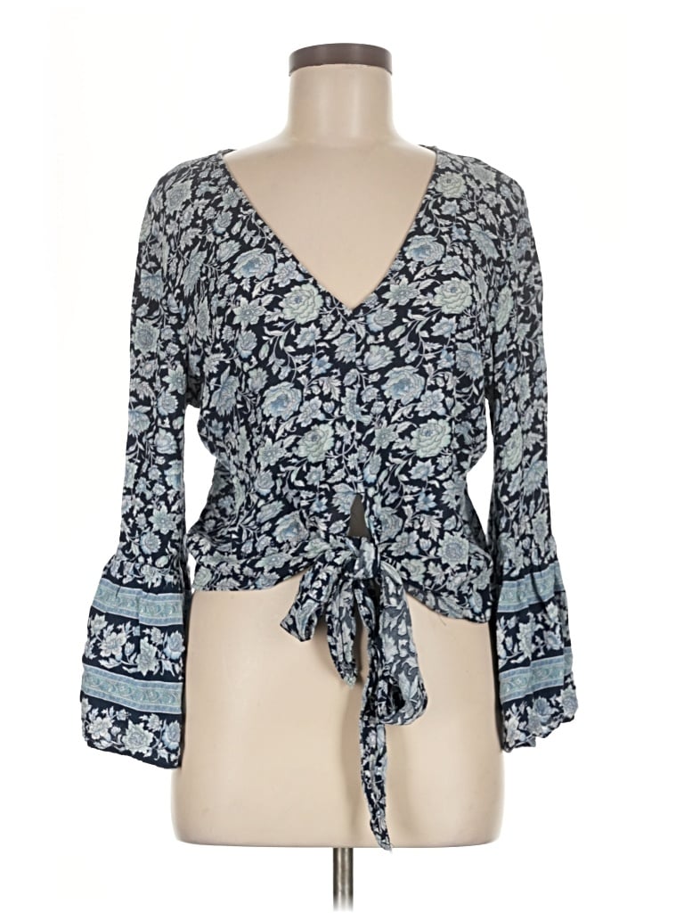 Pre-owned American Eagle Outfitters 3/4 Sleeve Blouse In Blue