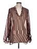 CAbi Stripes Brown Long Sleeve Blouse Size L - photo 1