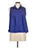Monteau Blue Sleeveless Button-Down Shirt Size M - photo 1