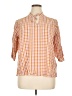 Old Navy 100% Rayon Checkered-gingham Orange 3/4 Sleeve Blouse Size 1X - photo 1