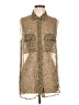 Equipment Animal Print Gold Sleeveless Button-Down Shirt Size L - photo 1