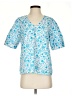 Draper James 100% Cotton Floral Paisley Blue Short Sleeve Blouse Size S - photo 1