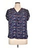41Hawthorn 100% Polyester Floral Blue Short Sleeve Blouse Size XL - photo 1