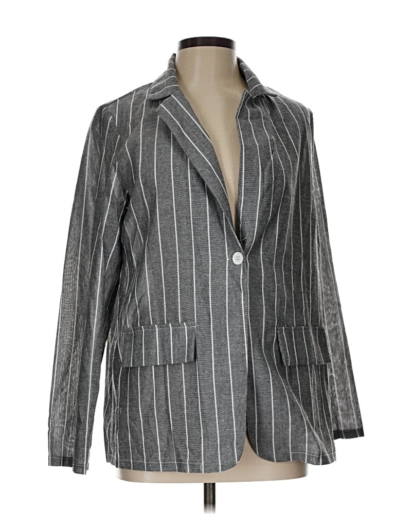 Pre-owned Shein Blazer Jacket In Gray