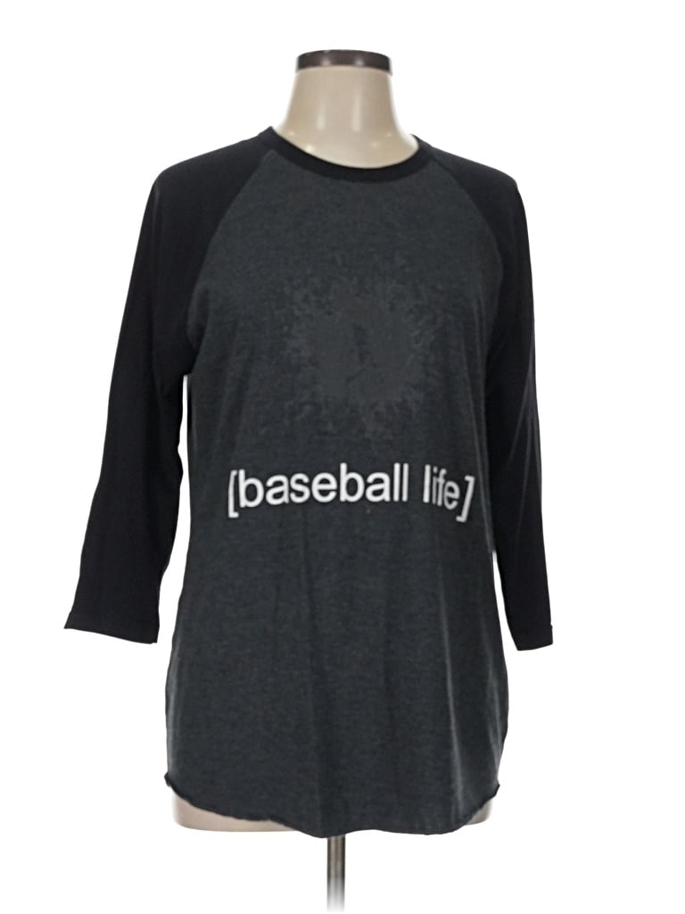 Pre-owned American Apparel 3/4 Sleeve T-shirt In Gray