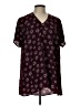 Torrid 100% Rayon Stars Burgundy Short Sleeve Blouse Size Lg Plus (0) - photo 1