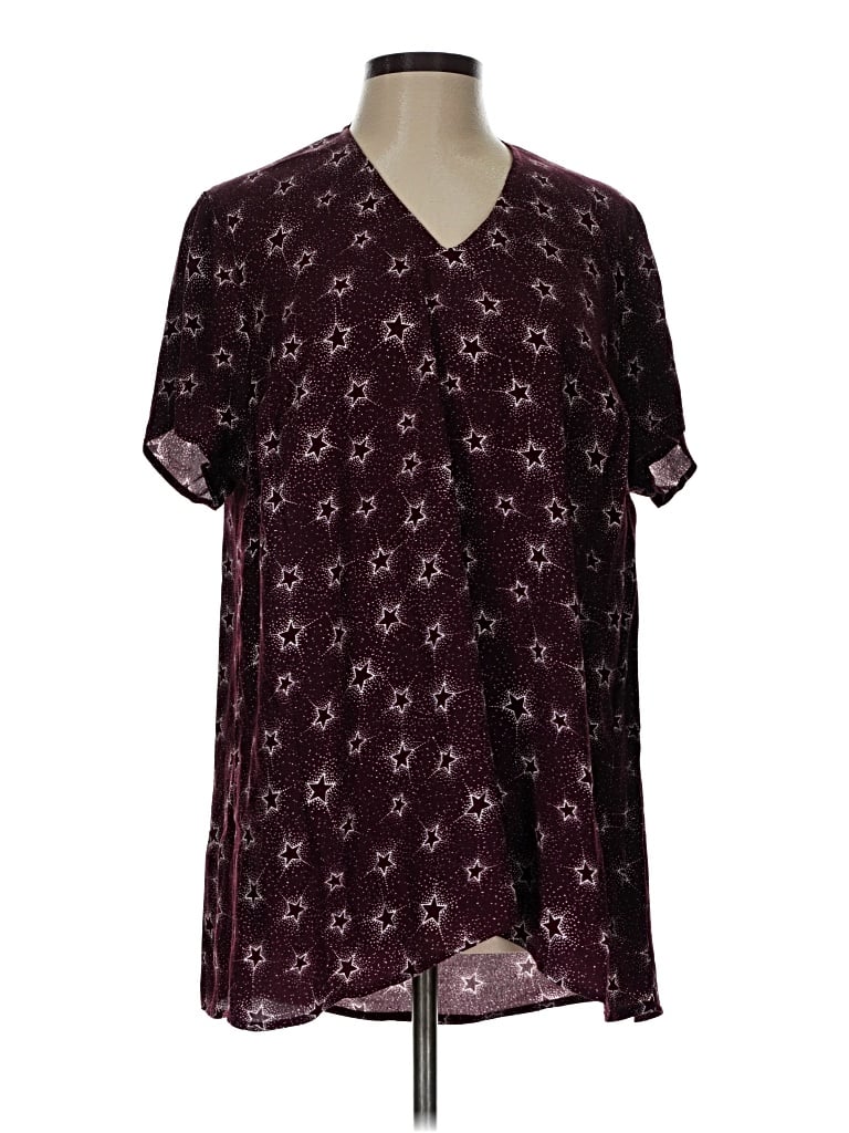Pre-owned Torrid Short Sleeve Blouse In Burgundy