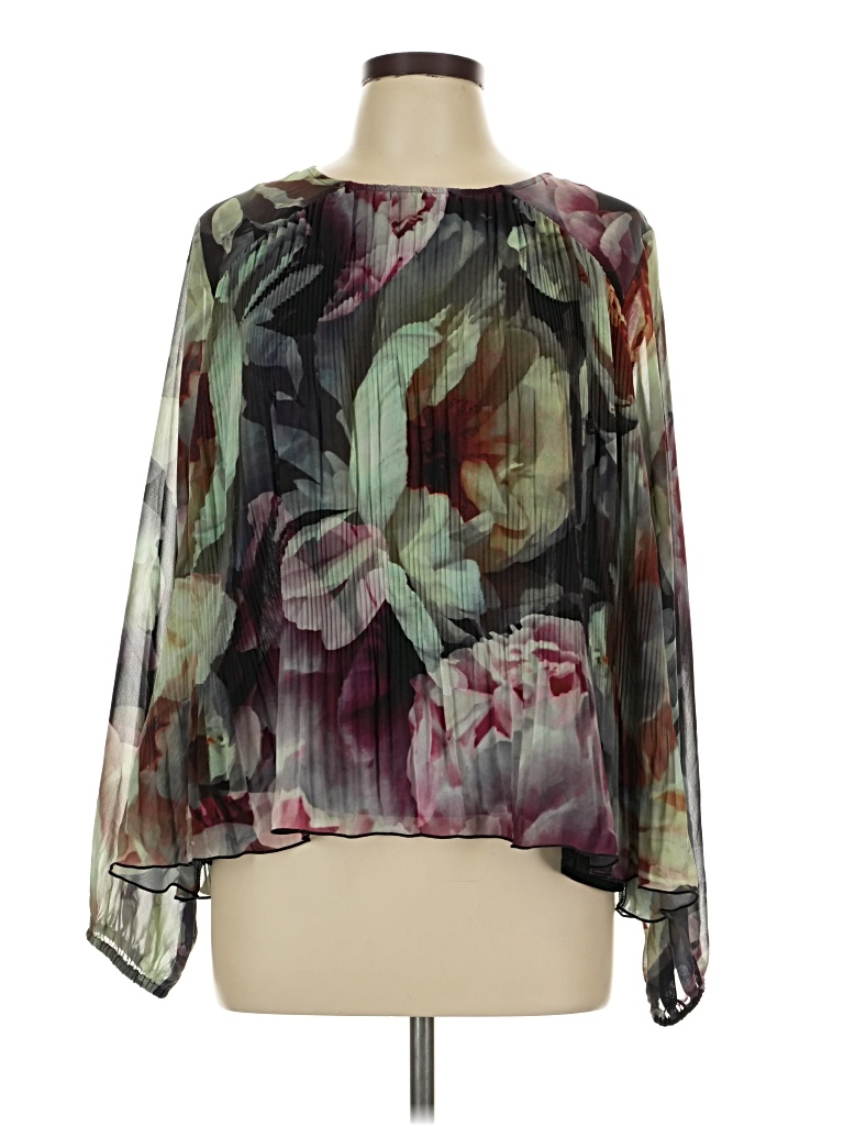 Pre-owned Express 3/4 Sleeve Blouse In Green