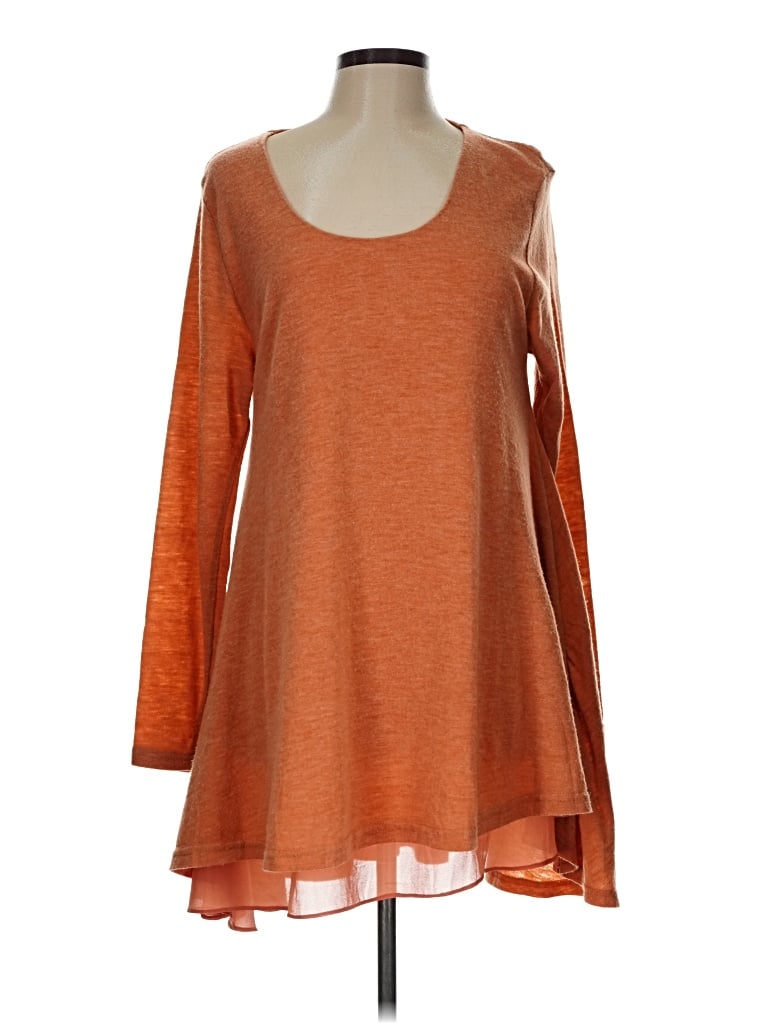 Pre-owned Umgee Long Sleeve Top Orange Scoop Neck Tops