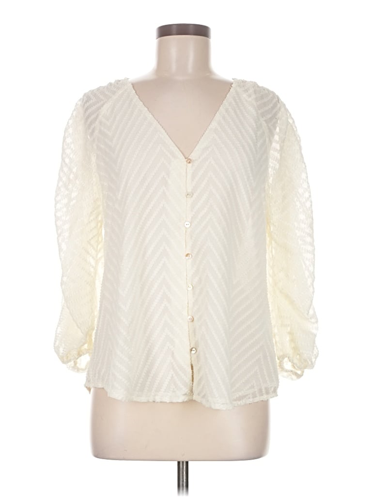 Pre-owned Left Coast By Dolan 3/4 Sleeve Blouse In Ivory