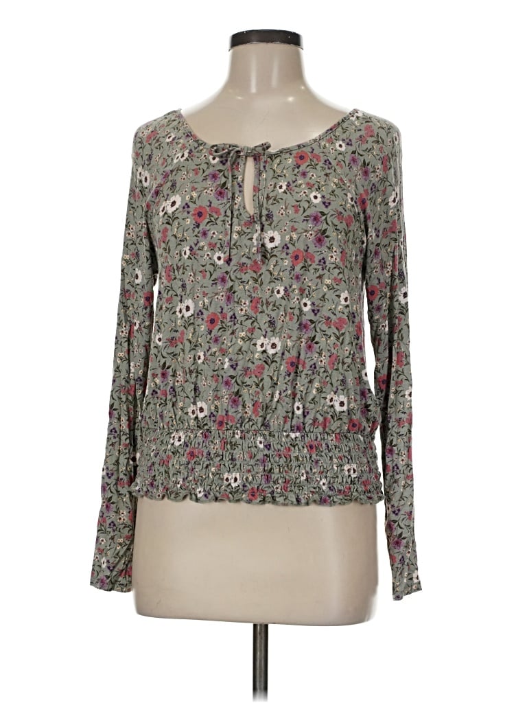 Pre-owned American Eagle Outfitters Long Sleeve Blouse In Gray