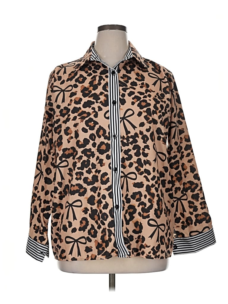 Pre-owned Assorted Brands Long Sleeve Blouse In Brown