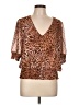 DR2 100% Polyester Brown Short Sleeve Blouse Size L - photo 1