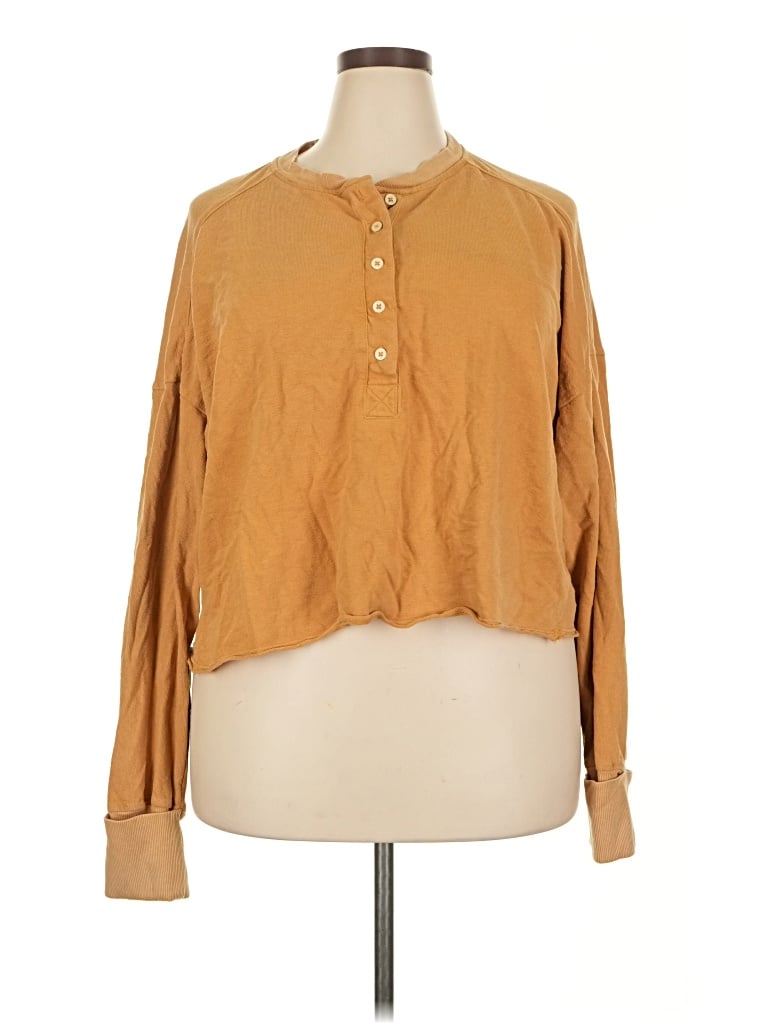 Pre-owned Universal Thread Long Sleeve Blouse In Tan