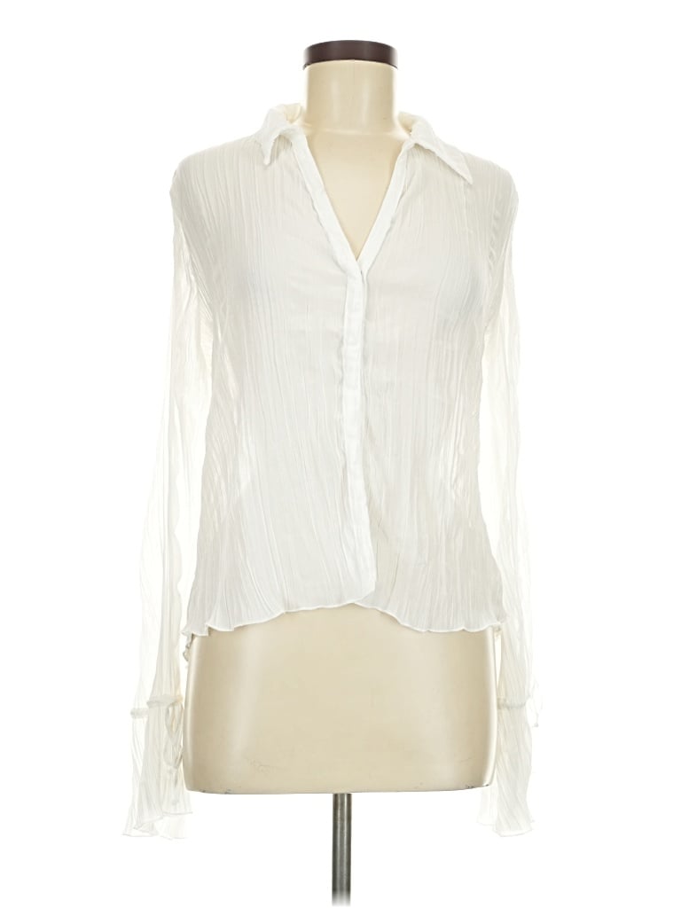 Pre-owned American Eagle Outfitters Long Sleeve Blouse In Ivory