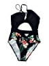 Unbranded Tropical Black One Piece Swimsuit Size S (estimated) - photo 1