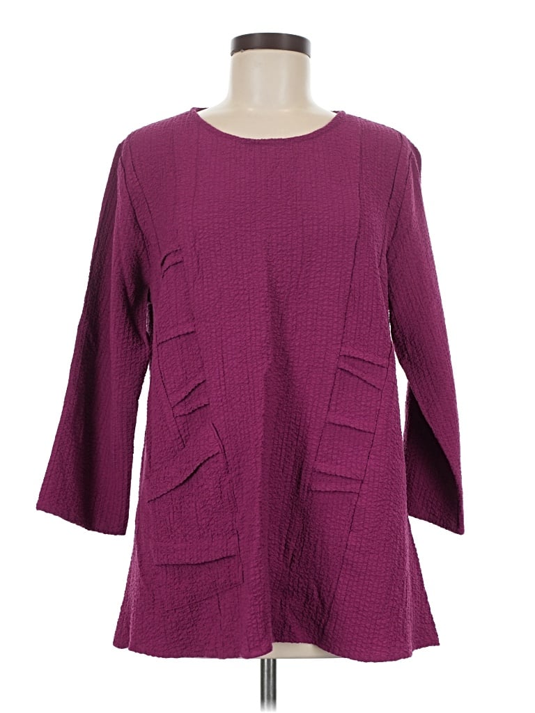 Pre-owned Toofan 3/4 Sleeve Top Purple Boatneck Tops