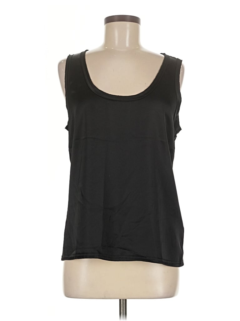Pre-owned Nicole Miller Sleeveless Top Black Scoop Neck Tops