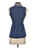 Deletta Blue Sleeveless Button-Down Shirt Size XS - photo 2