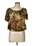 Unbranded Animal Print Gold Short Sleeve Top Size L (estimated) - photo 1