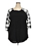 Torrid Plaid Black 3/4 Sleeve T-Shirt Size 2X Plus (2) - photo 1