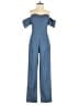 Line & Dot 100% Cotton Solid Blue Jumpsuit Size XS - photo 1