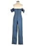 Line & Dot 100% Cotton Solid Blue Jumpsuit Size XS - photo 2