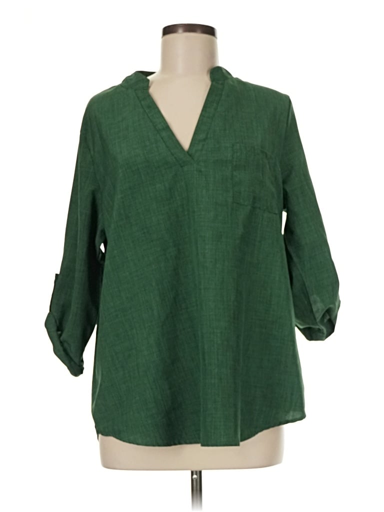 Pre-owned Emery Rose 3/4 Sleeve Blouse In Green