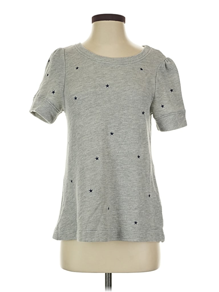 Pre-owned T.la Short Sleeve Top Gray Stars Pattern Keyhole Neckline Tops