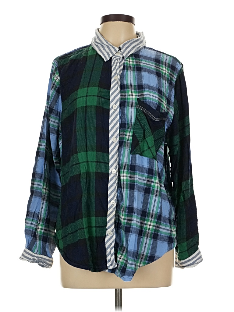 Pre-owned Aerie Long Sleeve Button Down Shirt In Green