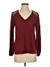 Lily White 100% Polyester Burgundy Long Sleeve Blouse Size S - photo 1