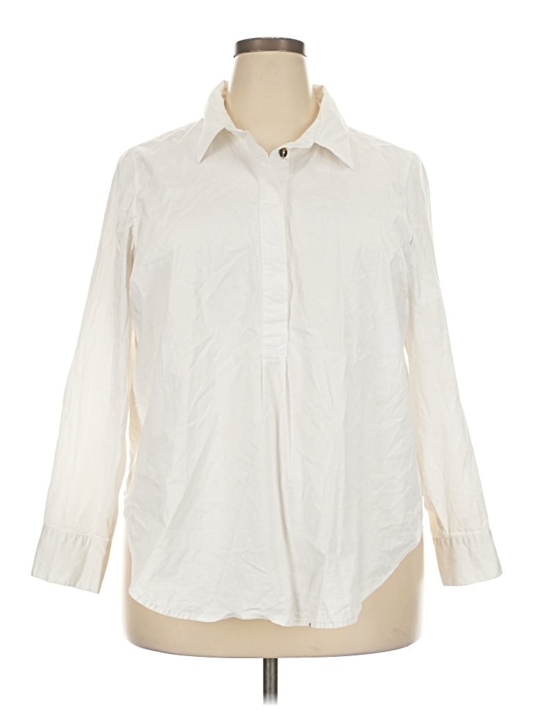 Pre-owned Universal Standard Long Sleeve Button Down Shirt In Ivory